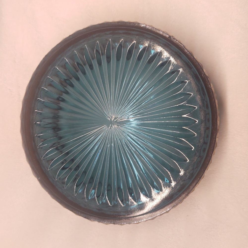 Vintage Candy Dish With Lid Iridescent Blue Rainbow Carnival Glass 1960s EUC - Picture 5 of 12